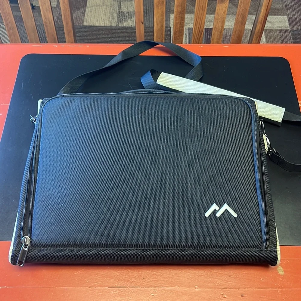 Brenthaven Laptop Briefcase Bag. Over the shoulder black and gray.
